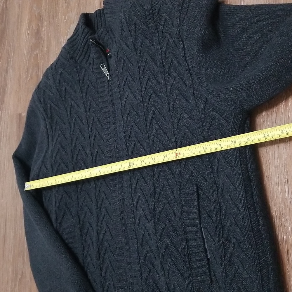 (M) IKE BEHAR Fleece Lined Cable Knit 100% Cotton Knit Sweater Eclectic Grandpa - Picture 8 of 9